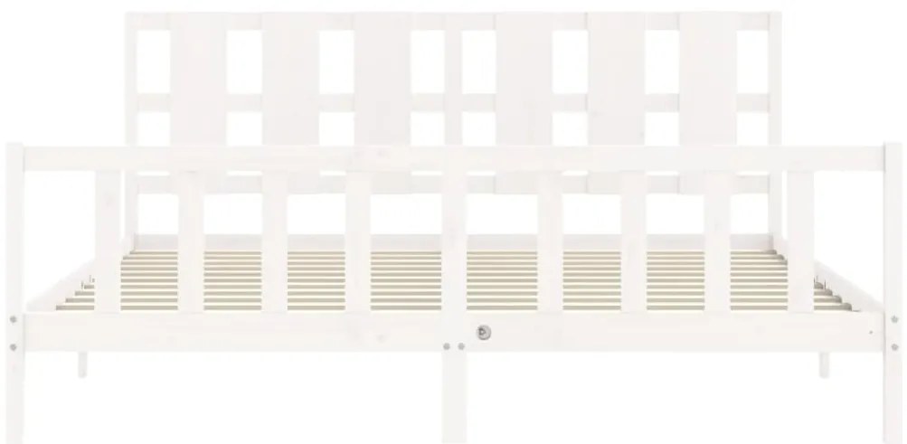 Estrutura de cama com cabeceira 180x200cm madeira maciça branco
