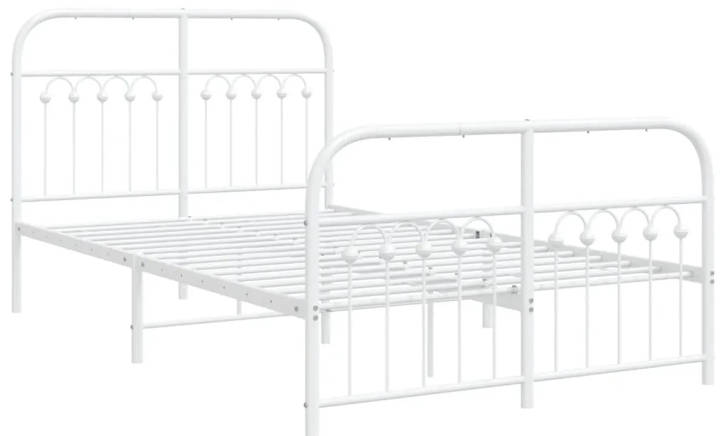 Estrutura de cama com cabeceira e pés 120x190 cm metal branco