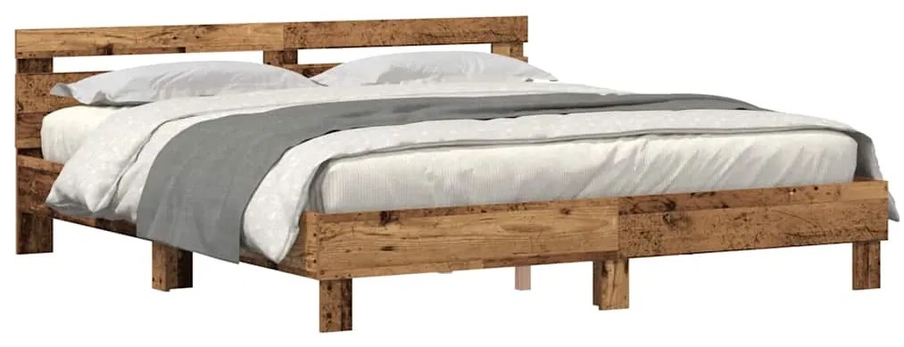 Estrutura de Cama Madeira Velha Rústica Madeira Recuperada Sólida