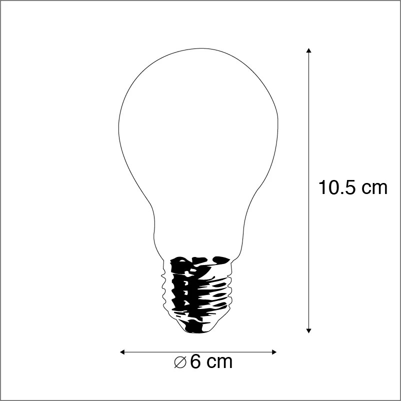 Conjunto de 3 lâmpadas de filamento LED reguláveis E27 A60 5W 470lm 2700K