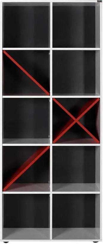 Estante "Stella Rosso" - Branco e Vermelho - 75x188x30cm - Design Mode