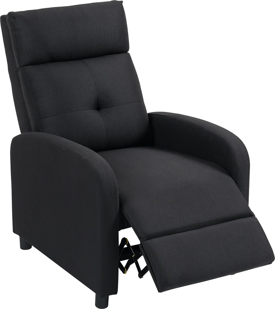 HOMCOM Poltrona Relax Reclinável até 155° Poltrona Reclinável Manual para Pessoas com Altura Inferior 195 cm 67x87x98 cm Preto | Aosom Portugal
