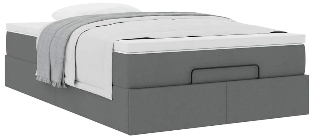 Estrutura de cama otomana com colchão cinza escuro tecido