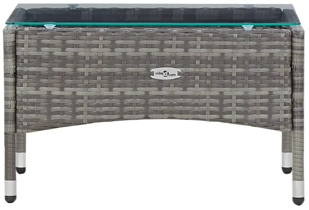 4 pcs conjunto lounge de jardim c/ almofadões vime PE cinzento