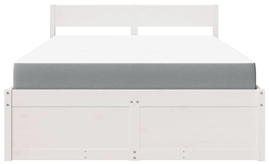 Cama com gavetas e colchão 120x190 cm pinho maciço branco