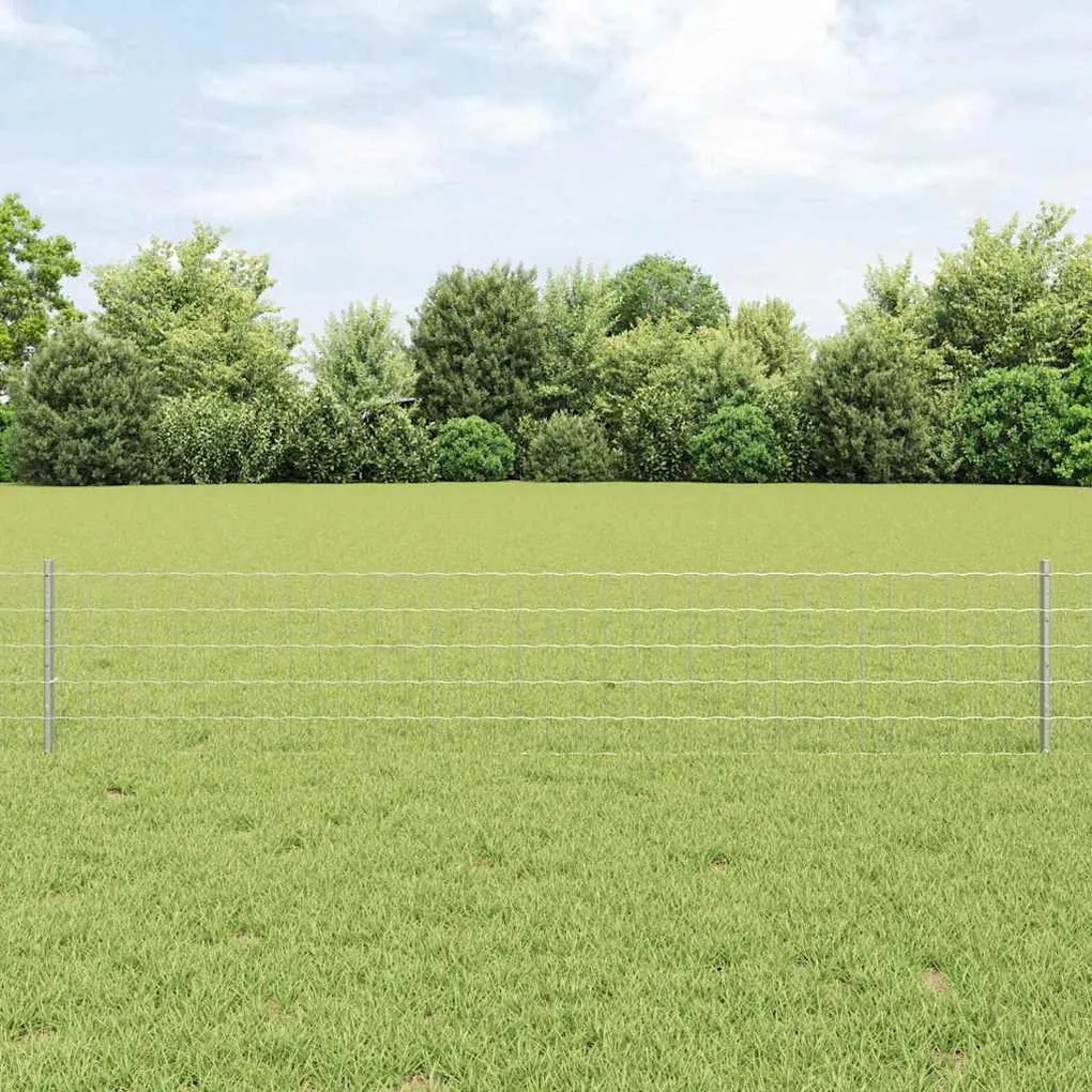 vidaXL Cerca com Postes Prateado 0.4 x 50 m Aço