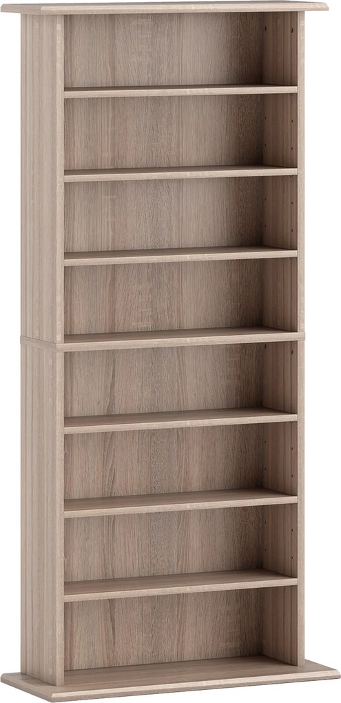 HOMCOM Estante Estreita para CDs e DVDs com 8 Compartimentos e Prateleiras Ajustáveis 58x24x126,3 cm em Madeira | Aosom Portugal