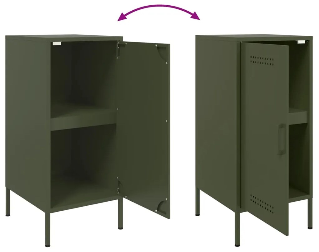 Aparadores 2 pcs 36x39x79 cm aço verde-azeitona