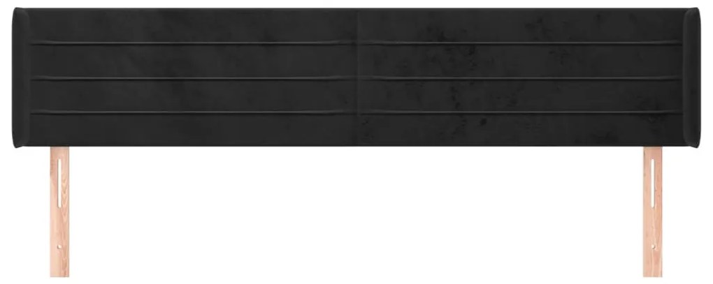 Cabeceira de cama c/ abas veludo 183x16x78/88 cm preto