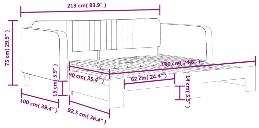 Sofá-cama com gavetão 90x190 cm veludo cinzento-escuro