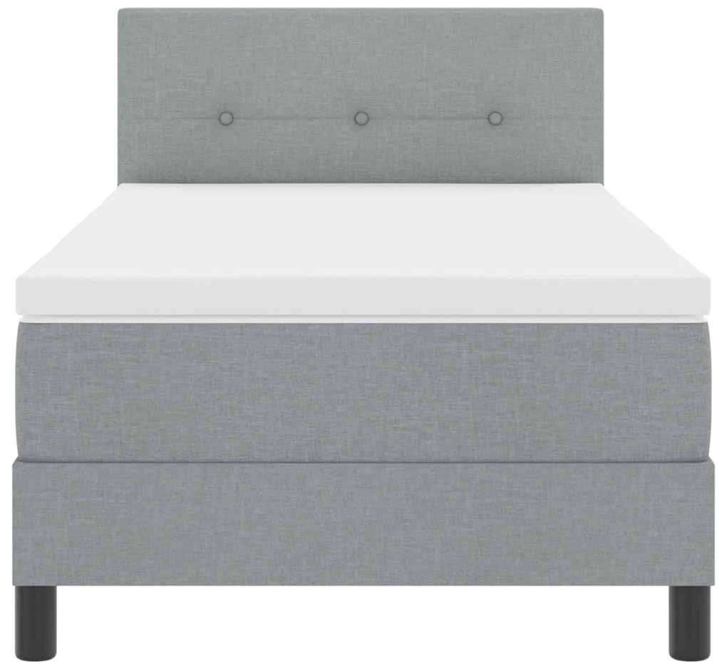 Cama Box Spring com Colchão Cinza Claro 100x200 cm Tecido