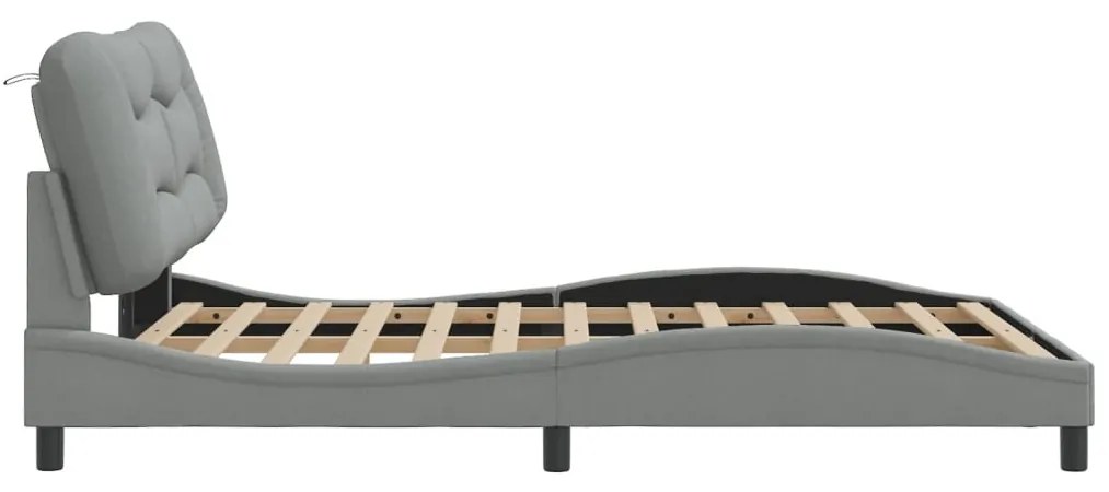 Estrutura de cama sem colchão 140x200 cm tecido cinzento-claro