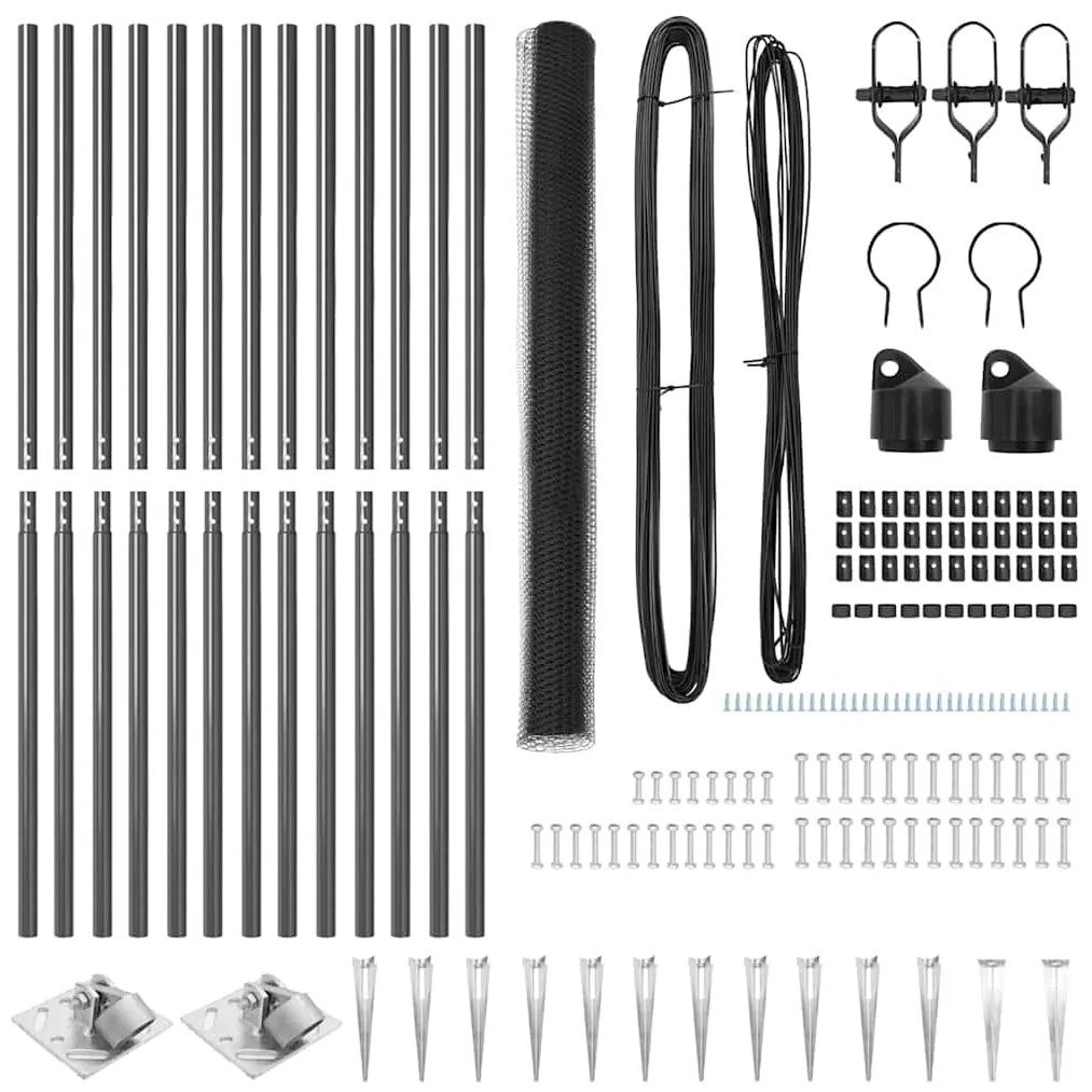 Conjunto de Cercas Conjunto de 2 Cinza Metal 25 x 1,5 m Durável