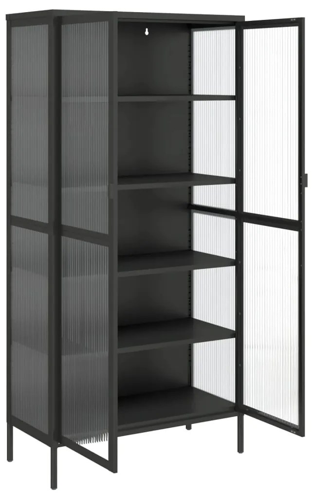 Móvel alto 85x40x180 cm vidro e aço preto