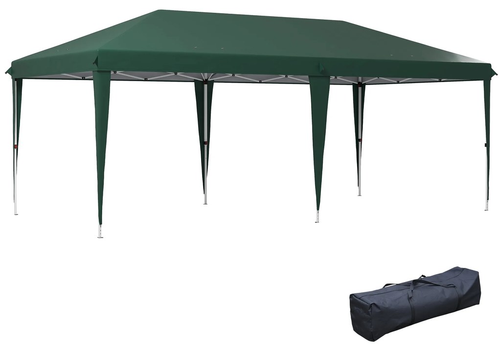 Outsunny Tenda Dobrável 6x3 m Tenda de Jardim para Festas e Eventos Portátil com Bolsa de Transporte Tecido Oxford para Exterior Anti-UV Verde | AOSOM Portugal