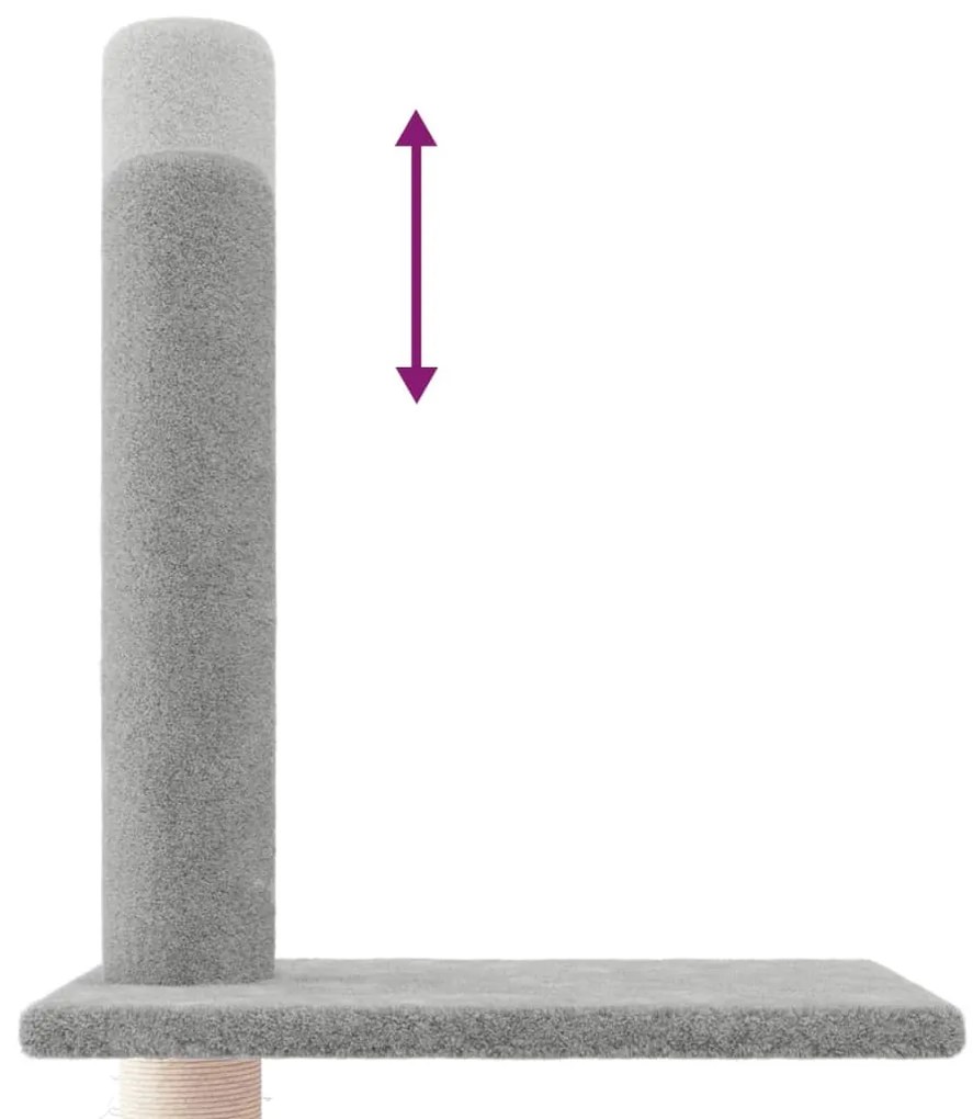 Árvore gatos altura ajust. chão-teto 250,5-276,5 cm cinza-claro