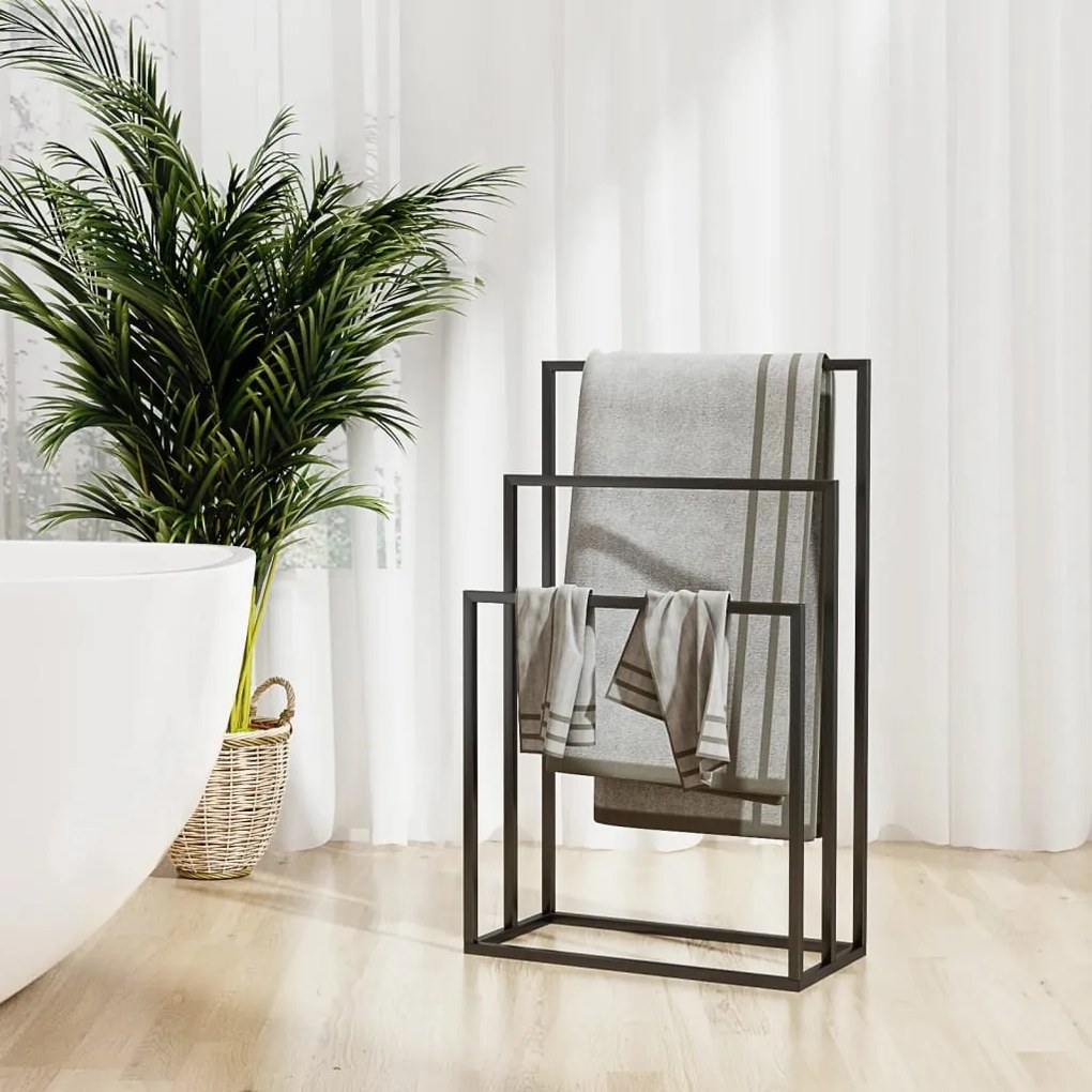 343090 vidaXL Toalheiro independente 48x24x79 cm ferro preto