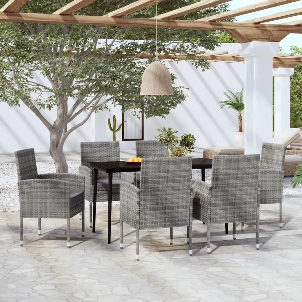 vidaXL 7 pcs conjunto de jantar para jardim antracite