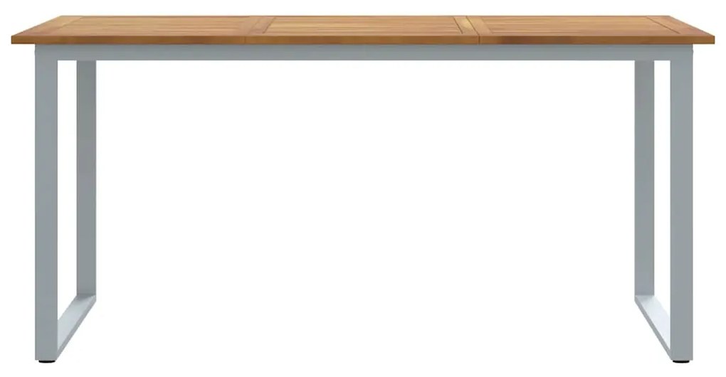 Mesa de Jantar Externa vidaXL Cinza 160x80x75 cm Aço e Madeira Sólida