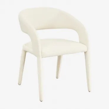 Pacote De 2 Cadeiras De Jantar Estofadas Arazeina Com Braços Bouclé Branco - Sklum