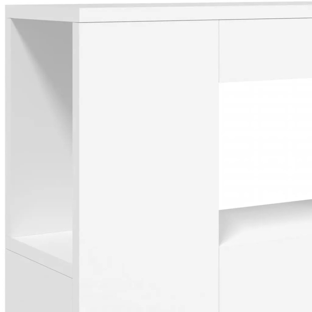 Cabeceira cama c/ LEDs 100x18,5x103,5 cm deriv. madeira branco