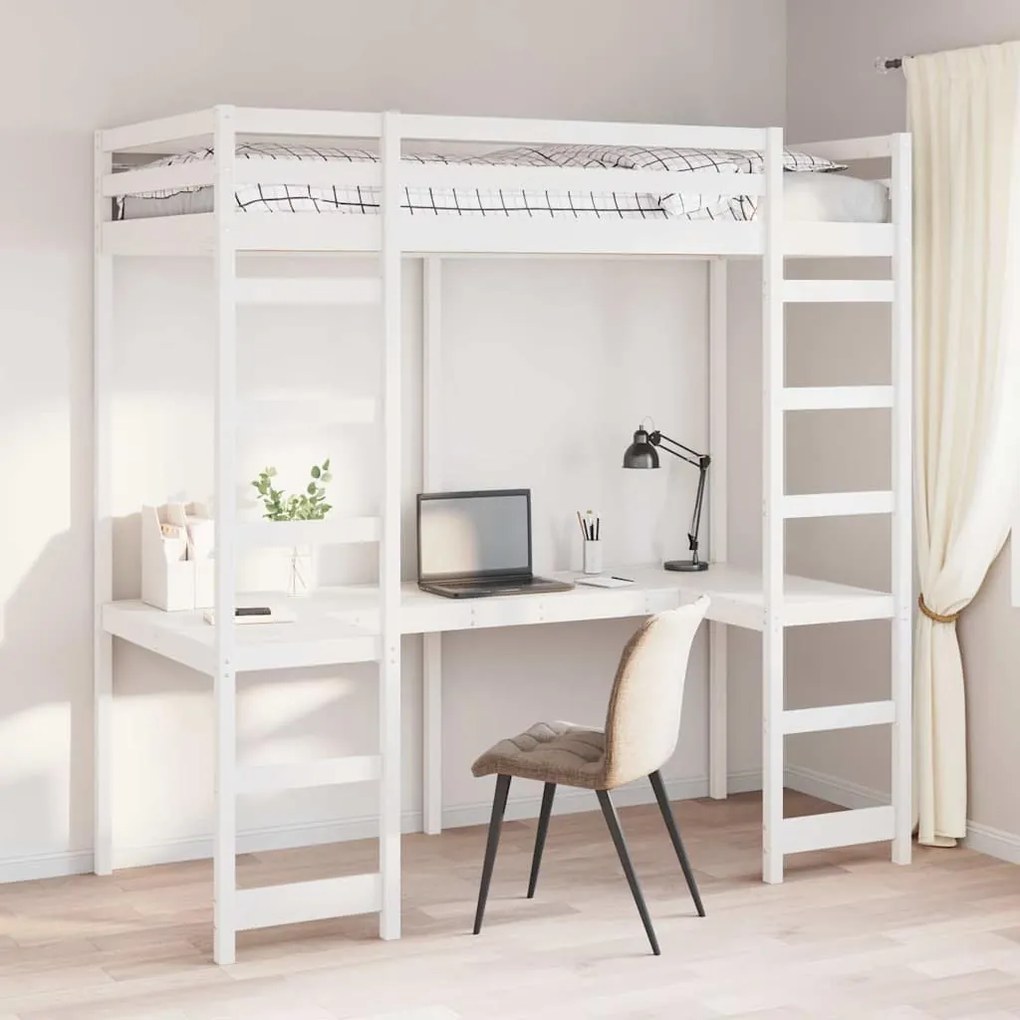 vidaXL Estrutura de cama loft Branco 90 x 190 cm
