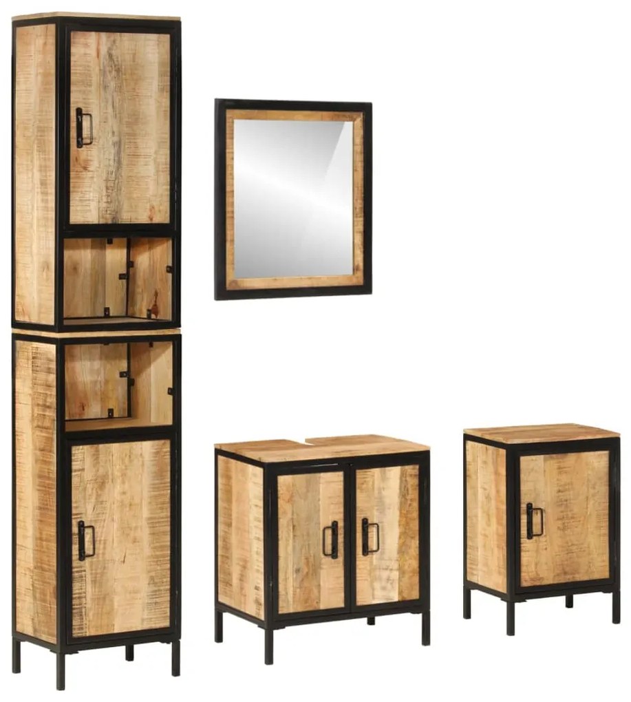 vidaXL 4 pcs conj. móveis p/ casa de banho ferro e mangueira maciça