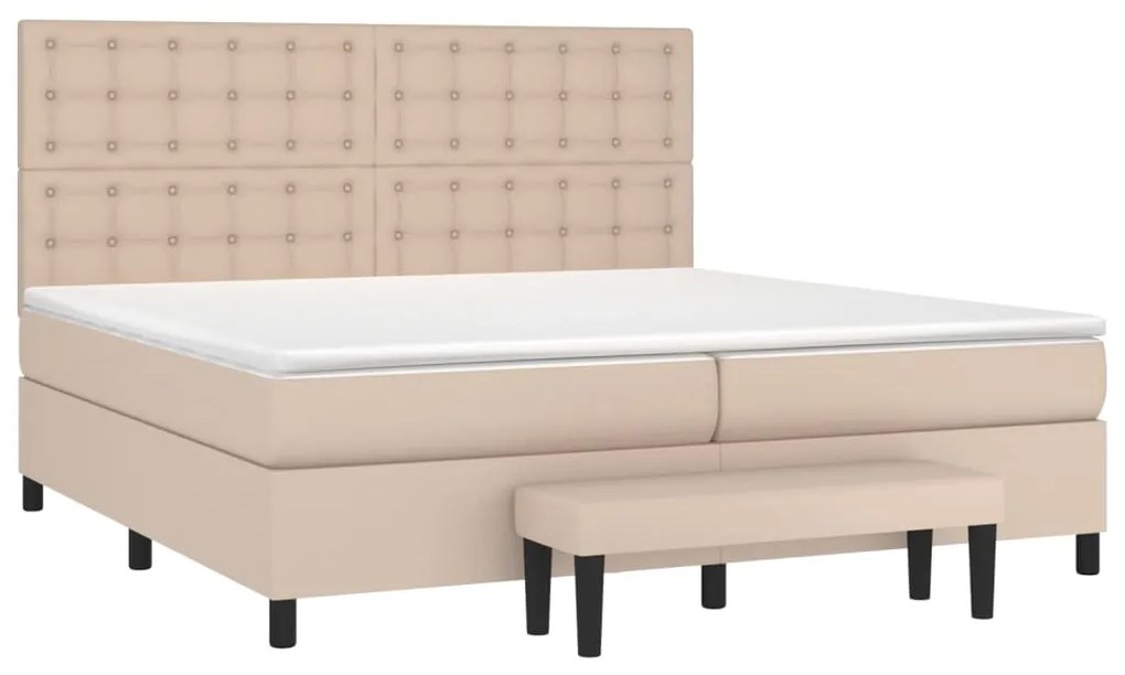 Cama com molas/colchão 200x200 cm couro artificial cappuccino