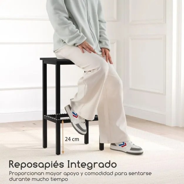 Conjunto de cozinha ou bar de 3 peças Mesa de bar com 2 bancos de bar Preto