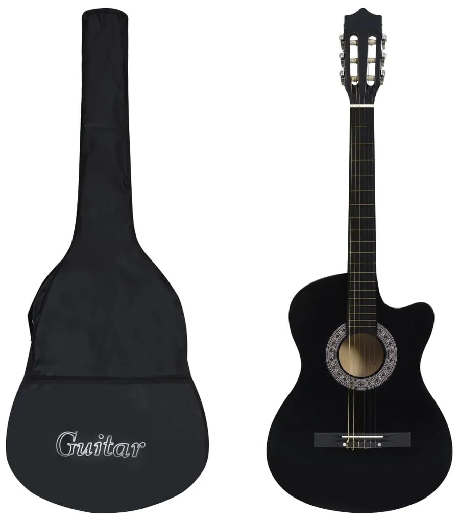 12 pcs conjunto de guitarra clássica com 6 cordas 38" preto