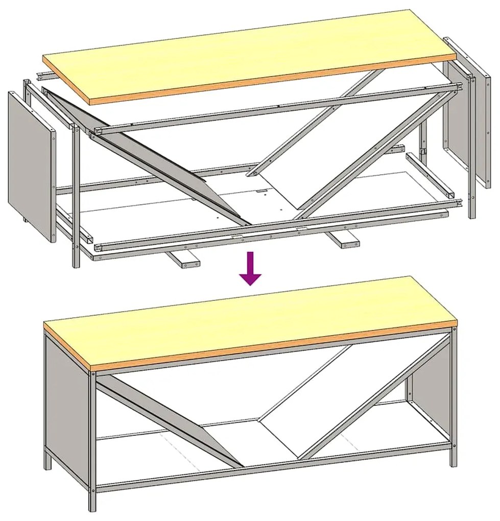 Suporte para lenha com tampo de madeira 100,5x35,5x40 cm branco