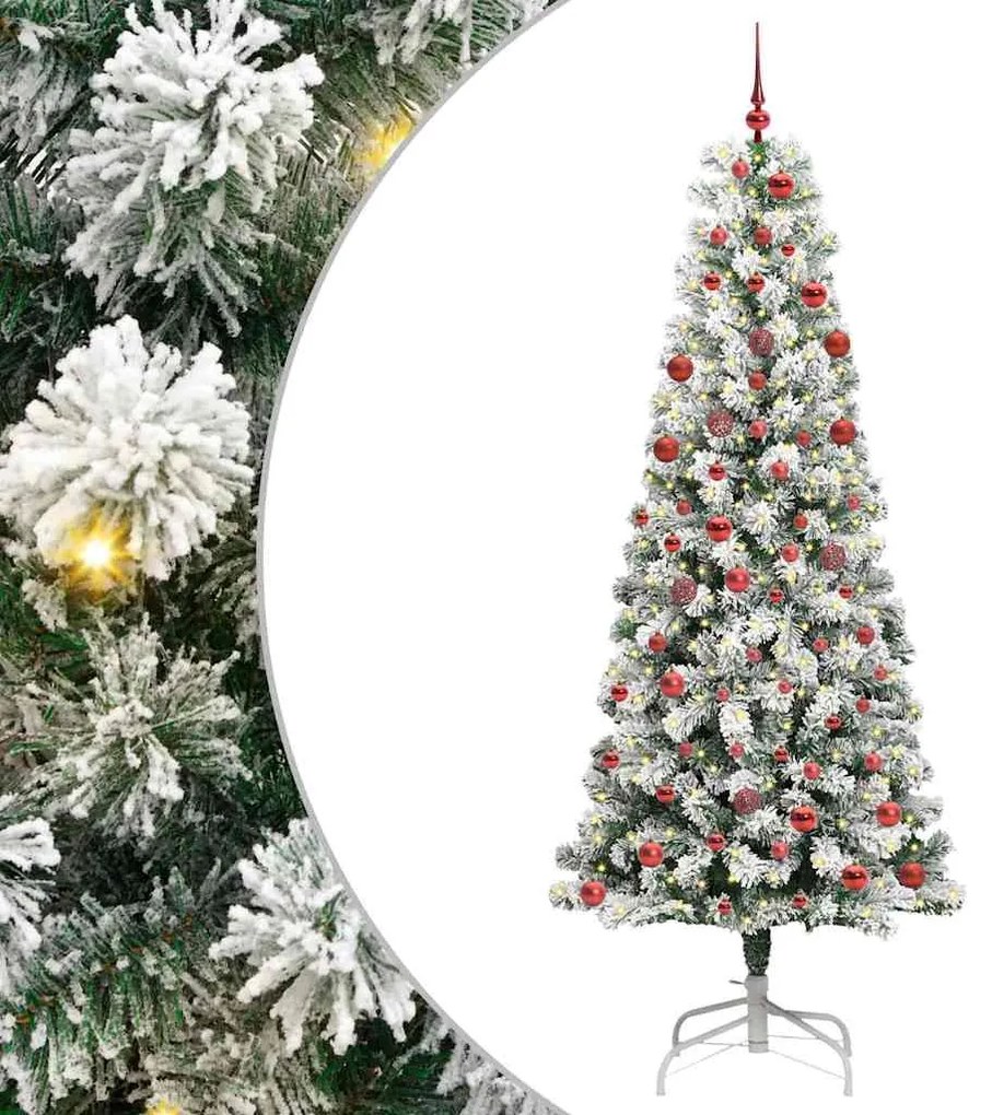 vidaXL Árvore de Natal Articulada Artificial Verde e Branco 210 cm