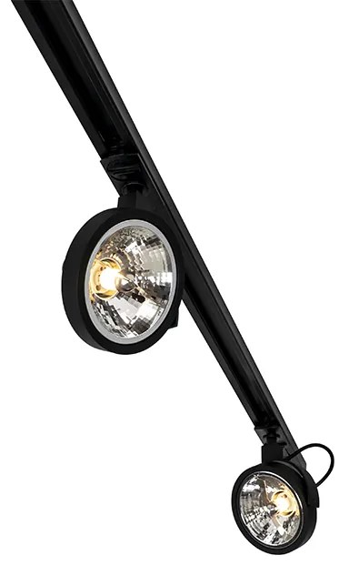 Sistema de iluminação de trilho moderno com 5 focos preto 1-fase - Iconic Go