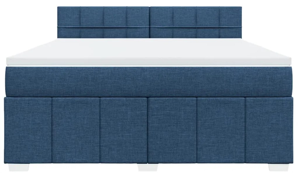 Cama com molas/colchão 180x200 cm tecido azul