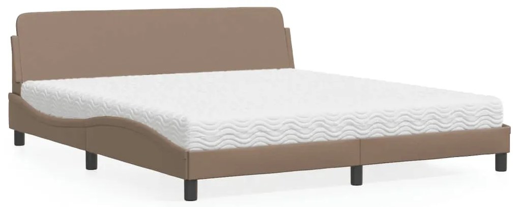Cama com colchão 180x200 cm couro artificial cappuccino