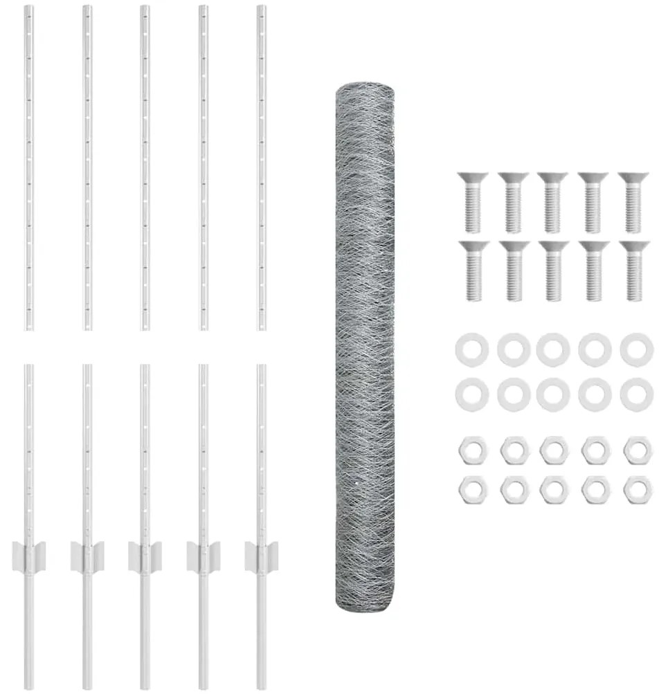 Postes de Cerca vidaXL 10 pcs U-Channel 100 cm Aço Galvanizado