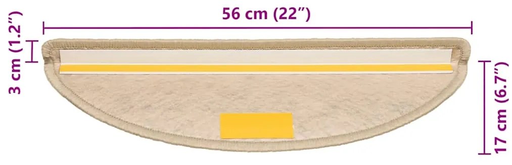 Tapetes escada adesivos aspeto sisal 30 pcs 56x17x3cm cor areia
