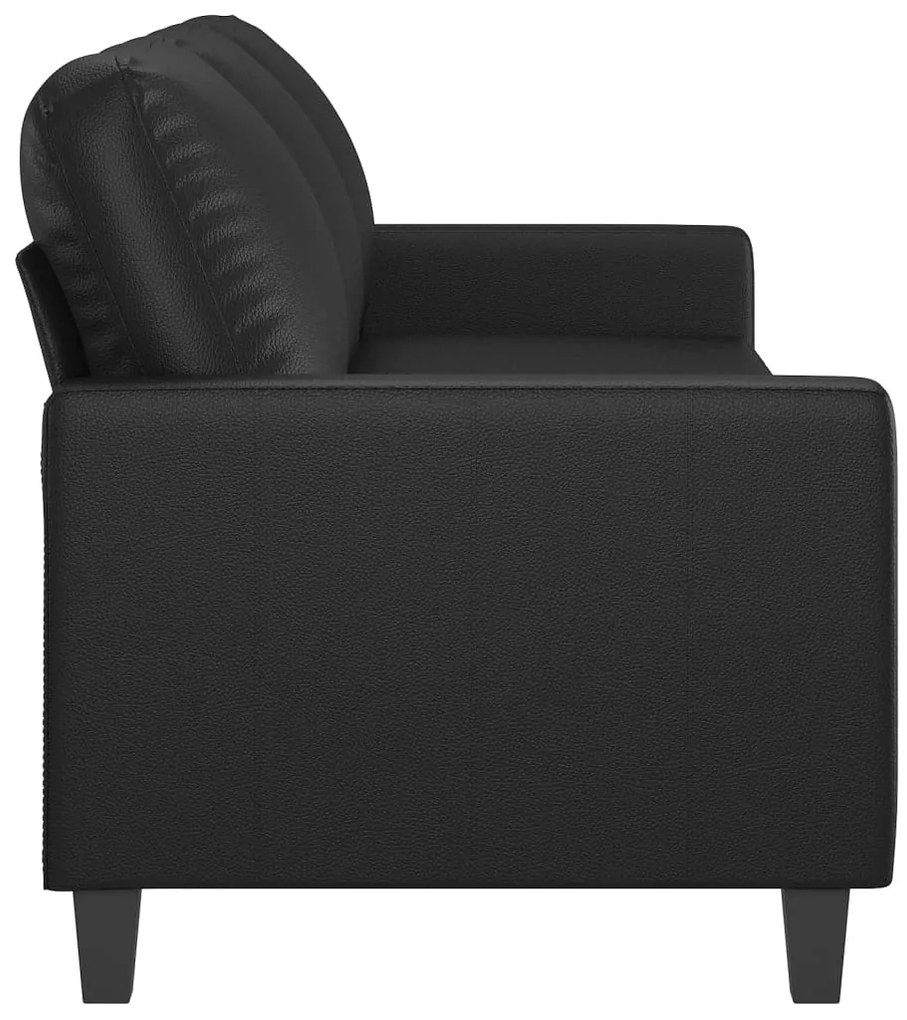 Sofá de 3 lugares 180 cm couro artificial preto