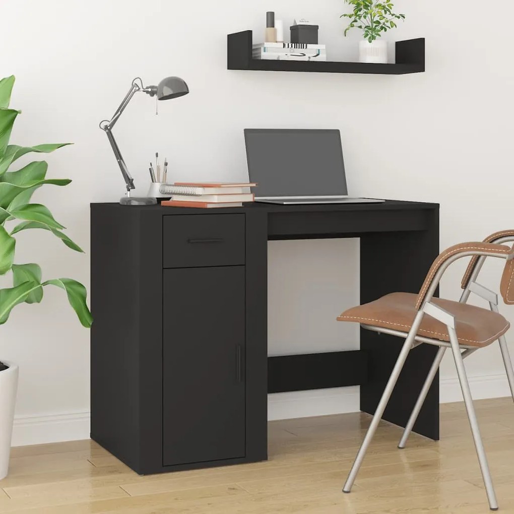 816785 vidaXL Secretária 100x49x75 cm derivados de madeira preto
