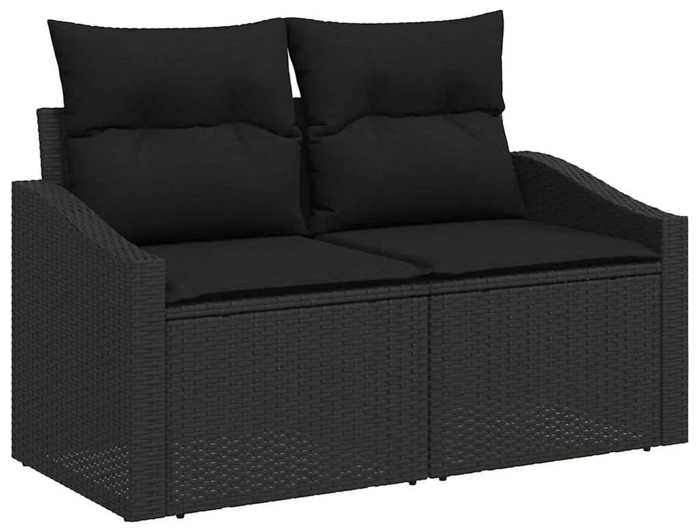 Sofá de Jardim Modular com 8 Peças e Almofadas Pretas em Rattan Sintét