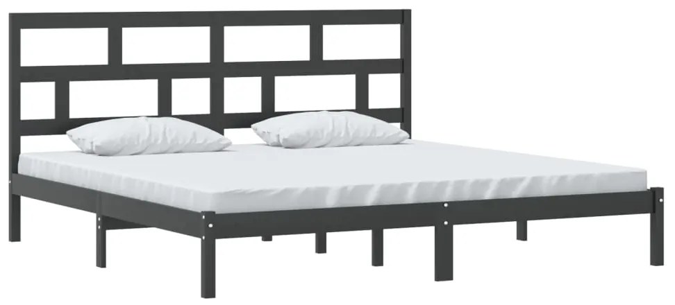 Estrutura de cama 200x200 cm pinho maciço preto