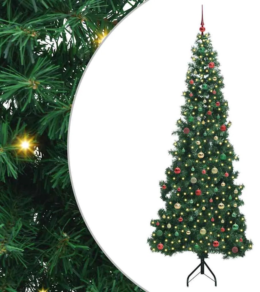 vidaXL Árvore de Natal artificial de canto Verde 240 cm PVC e Metal