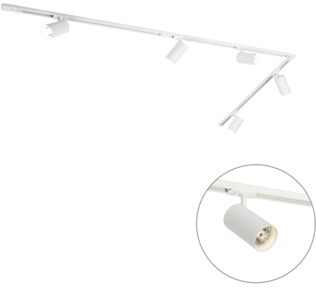Sistema de Calhas Moderno com 5 Focos Branco Monofásico GU10 70mm - Iconic Jeana Luxe