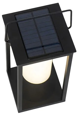 Candeeiro de exterior moderno preto com LED e dimmer solar - Denlu Moderno