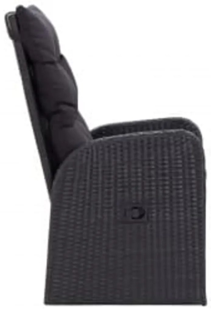 5 pcs conjunto de jantar p/ jardim c/ almofadões preto