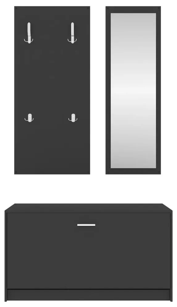 Conjunto de sapateira 3 em 1 derivados madeira preto