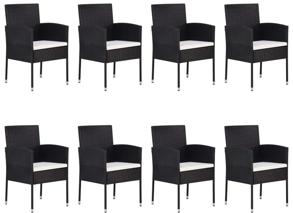 9 pcs conjunto de jantar para jardim preto