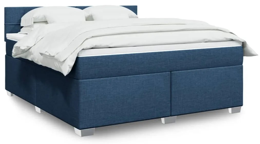 Cama com molas/colchão 180x200 cm tecido azul
