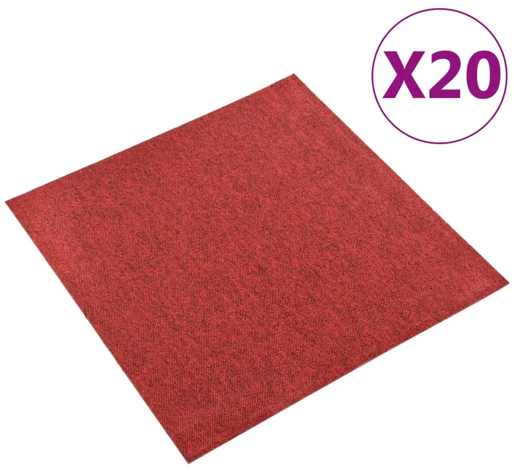 147314 vidaXL Ladrilhos carpete para pisos 20 pcs 5 m² 50x50 cm vermelho