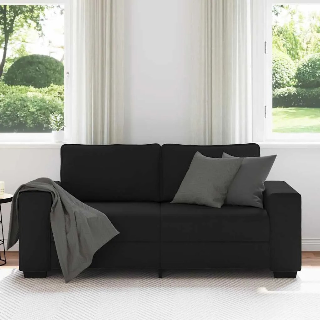 Sofá de 2 lugares tecido 140 cm preto